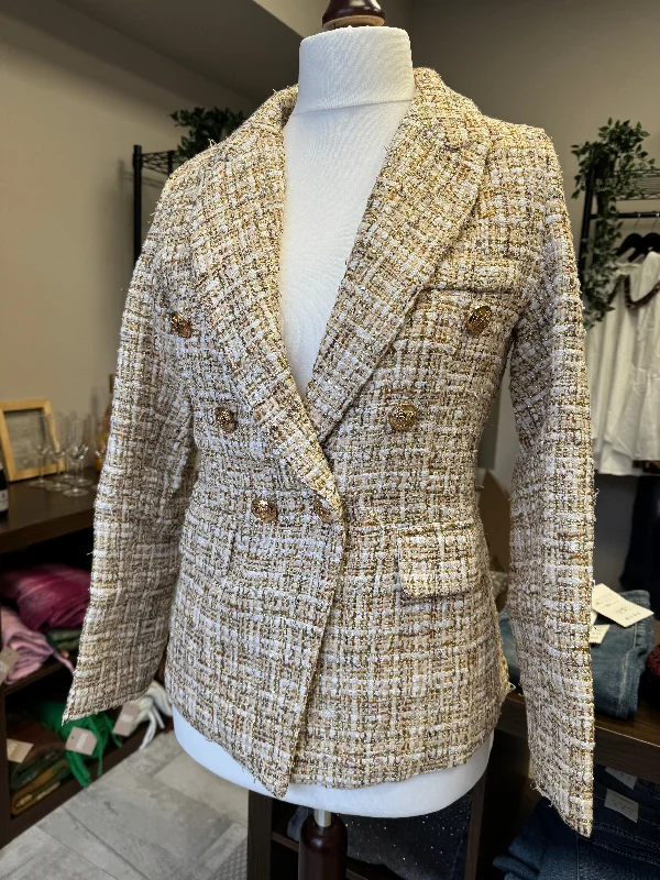 SUZIE GOLD TWEED BLAZER Elegant Women's Formal 