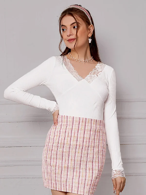 Casual Plain Rib-Knit Long Sleeve V Neck Regular Women T-Shirt Athletic Women's 