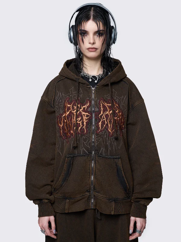 Faith Wash Zip Up Hoodie British Gentlewoman Style