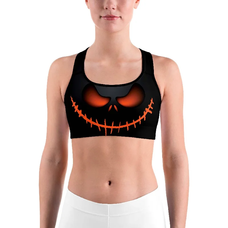 Halloween Evil Pumpkin Grin Sports bra Elegant Women's 