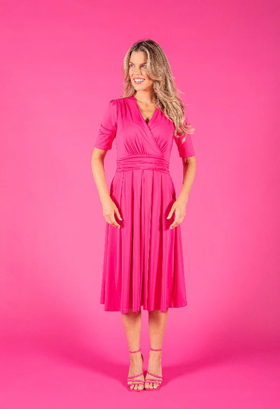 Ruched Detailing V Neckline Dress French