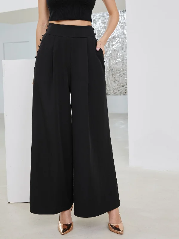 Elegant Plain Zipper High Waist Long Women Pants Casual Women's Japanese 