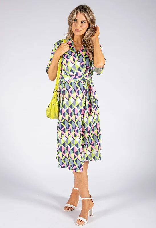 Lime Geo Dress Sharp Women's Italian