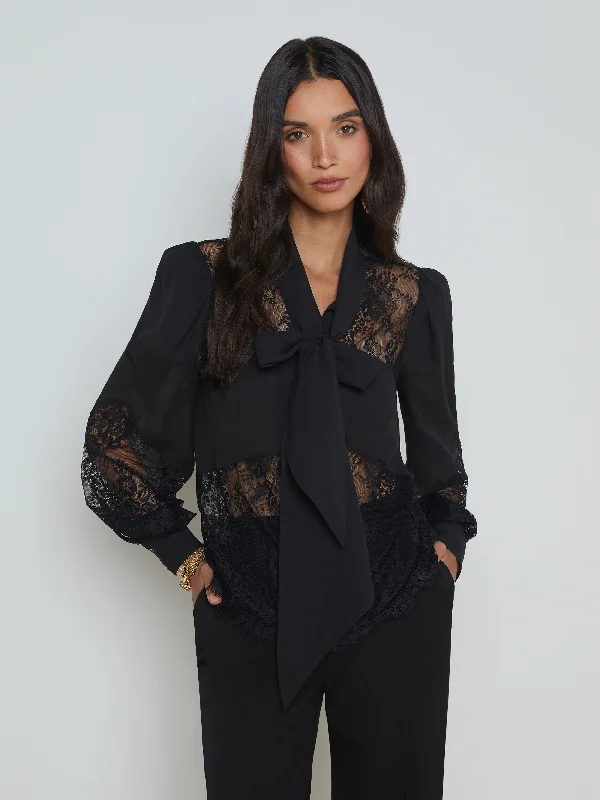 Emmelina Lace Tie-Neck Blouse