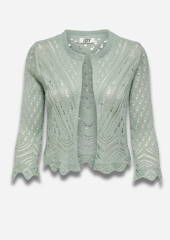 Sunni Crochet Knit Cardigan in Jade performance