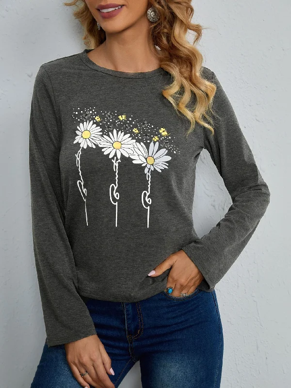 Casual Butterfly Long Sleeve Round Neck Regular Women T-Shirt Street