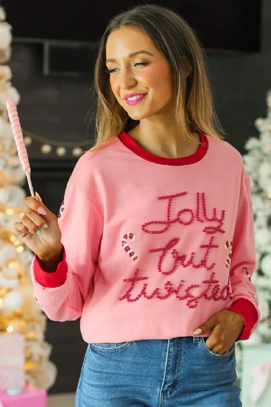 Jolly but Twisted Pink Sweatshirt Polished Women's Silk