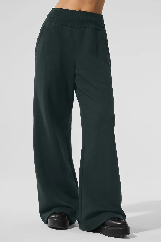 Serenity Wide Leg Sweatpant - Charcoal Green