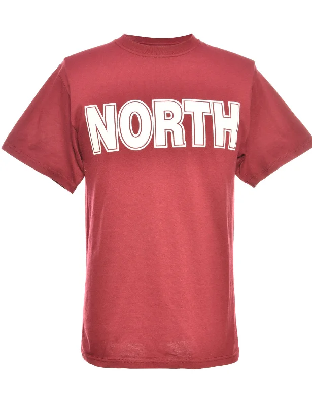 Maroon Jerzees Printed T-shirt - L Athletic Women's High - 