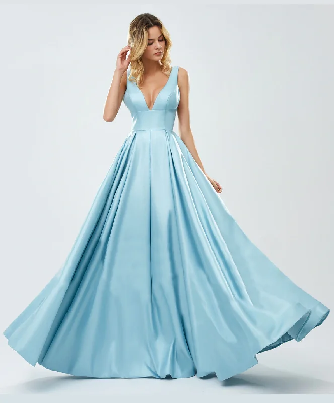 Ambika Satin Formal Gown - Blue Refined Women's 