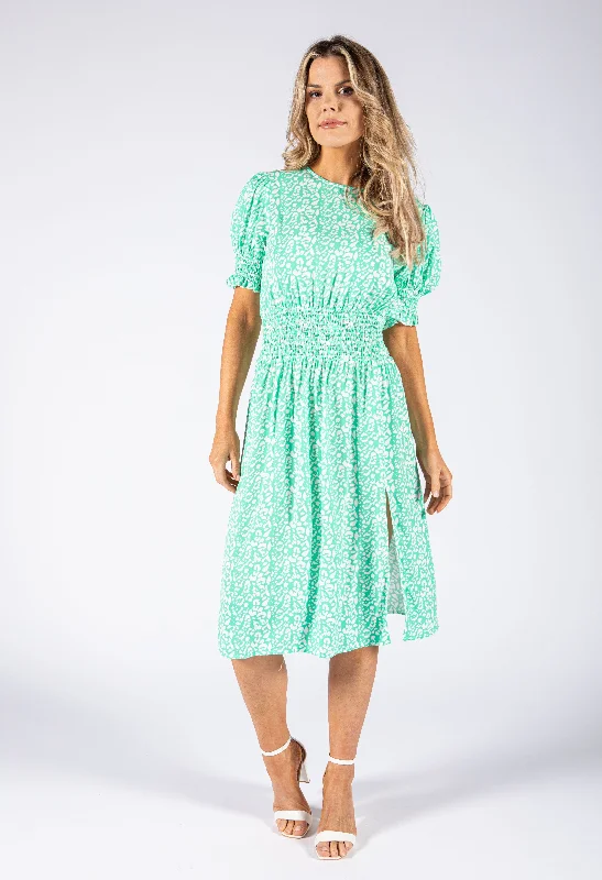 Animal Print Midi Dress Elegant Women's Formal 