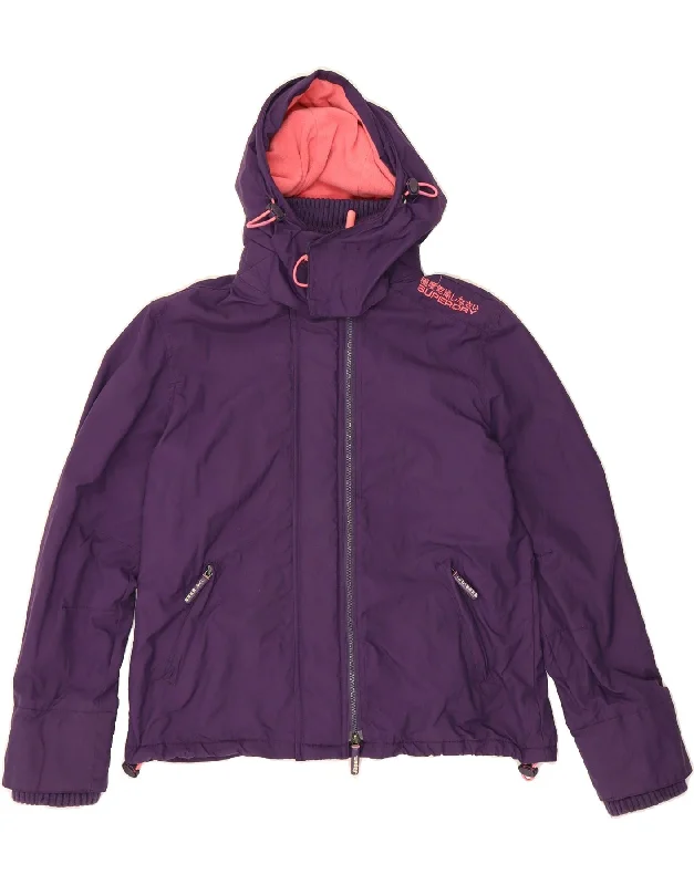 SUPERDRY Womens Hooded Windbreaker Jacket UK 18 XL Purple Nylon Athletic Women's 