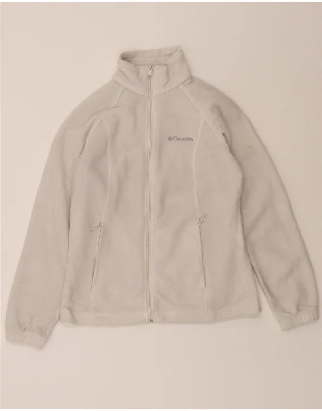 COLUMBIA Womens Fleece Jacket UK 14 Medium White Polyester Laid - back Women's Style COLUMBIA Womens Fleece Jacket UK 14 Medium White Polyester Laid - back Women's Style