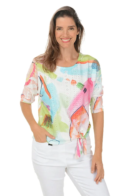 Petite Pastel Paint Eyelet Tie-Front Top Cool Women's Skate