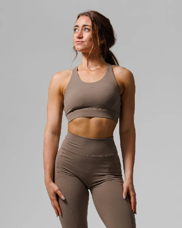 Crossback Sports Bra - Deep Taupe Gym