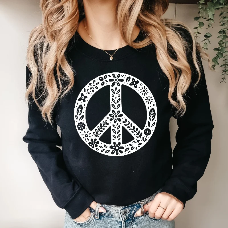 Floral Peace Sign Sweatshirt *UNISEX FIT* Vintage Women's 1970S 