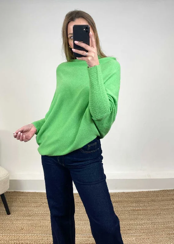 Grace Asymmetric Knit Jumper in Apple Green Preppy Women's College