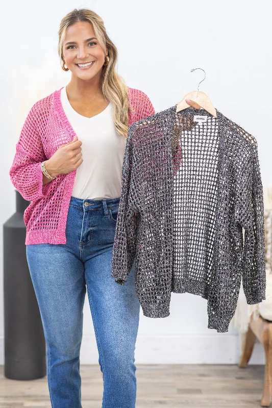 Long Sleeve Crochet Cardigan With Lurex Bohemian Women's Free