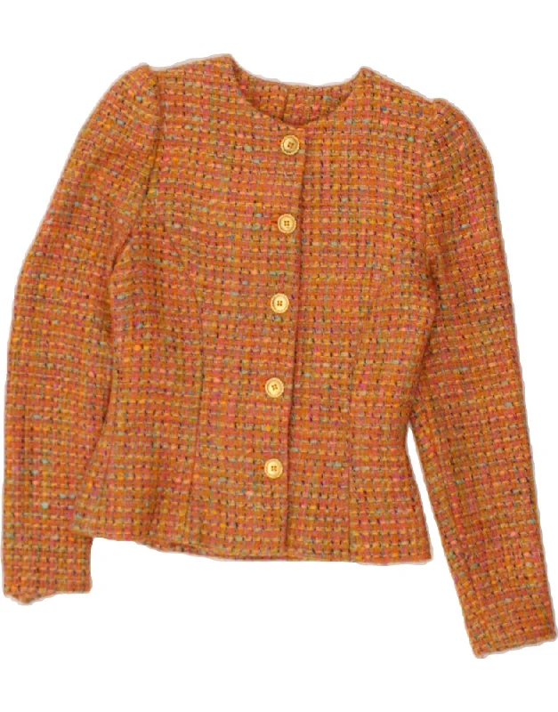 VINTAGE Womens 5 Button Blazer Jacket UK 10 Small Orange Confident Women's Power
