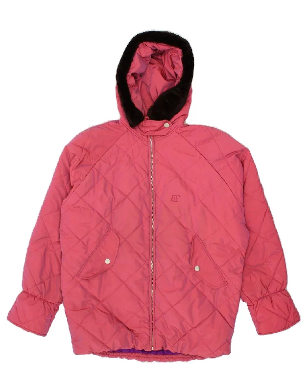 BELFE & BELFE Womens Oversized Hooded Padded Jacket IT 44 Medium Pink