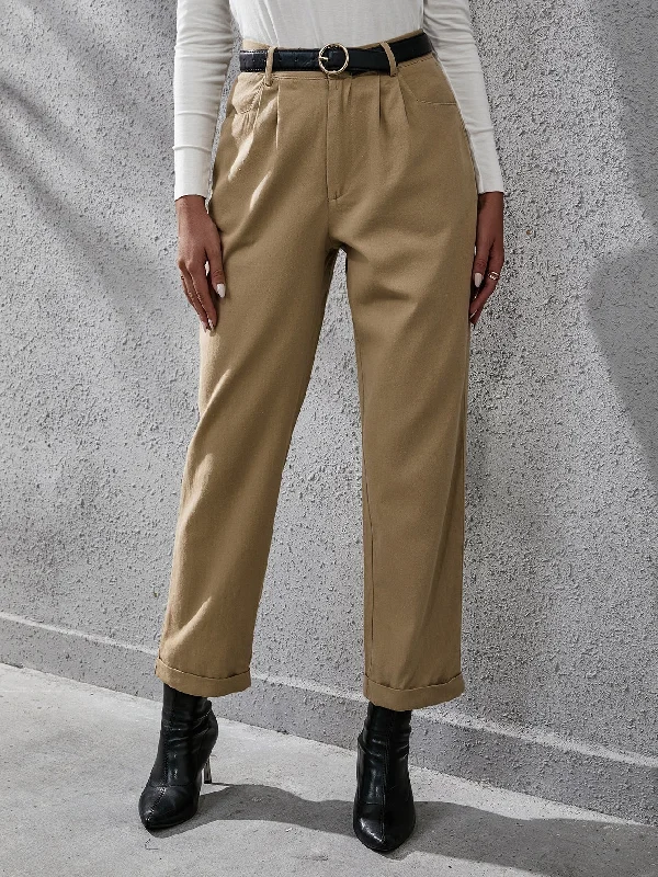 Elegant Plain Plicated High Waist Long Women Pants Trendy Women's Oversized