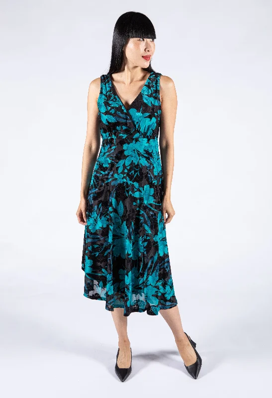 Velvet Detail Floral Dress Compression