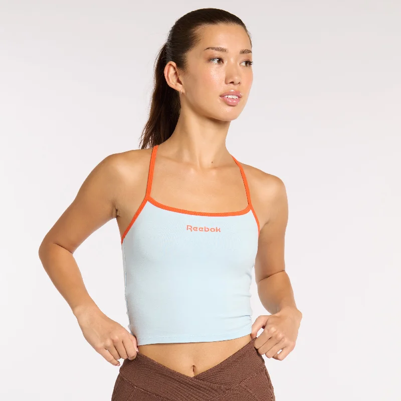 Layering Tank Soft Blue/ Pump Orange Polished Women's Silk