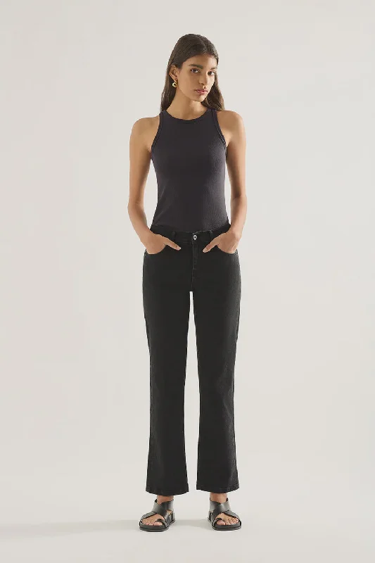 Elise Mid Straight Jean - Black Artistic Women's Hand - painted