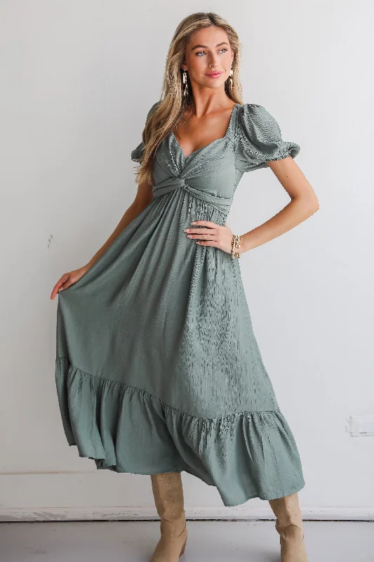 Confident Moves Sage Midi Dress Youthful Women's Pop