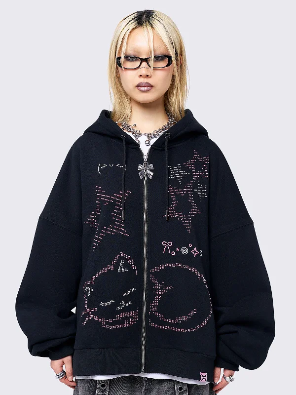 Purrfection Zip Up Hoodie Laid - back Women's Style