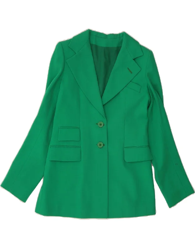VINTAGE Womens 2 Button Blazer Jacket UK 10 Small Green New Wool Sustainable Organic VINTAGE Womens 2 Button Blazer Jacket UK 10 Small Green New Wool Sustainable Organic