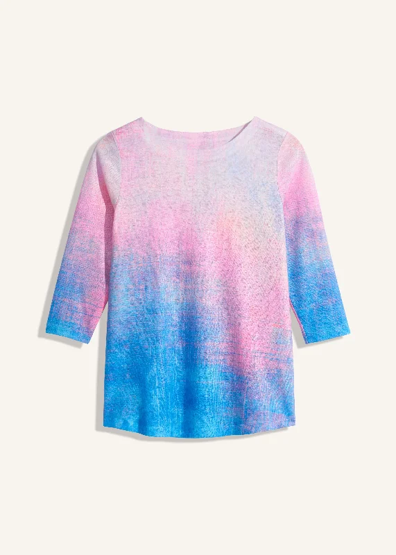 3/4 Sleeve Boat-Neck Top, Patina Finish Traditional Women's 
