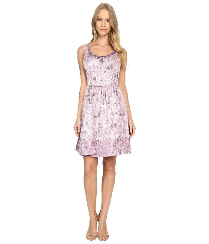 Adrianna Papell - 41919570 Metallic Jacquard  Floral Cocktail Dress