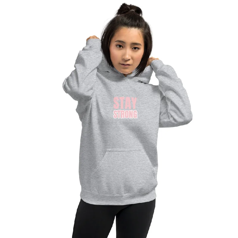 Stay Strong Hoodie in Grey Cozy Women's Sherpa - lined