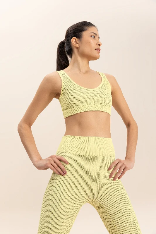 Rib Classic Seamless V-neck Sports Bra Cashmere