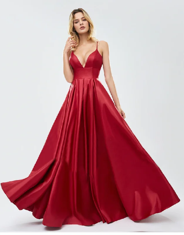 Ambika Satin Formal Gown - Red Confident Women's Power