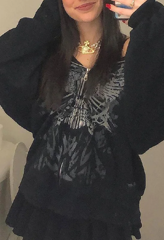 Goth Graphic Hoodie Refined Women's Velvet