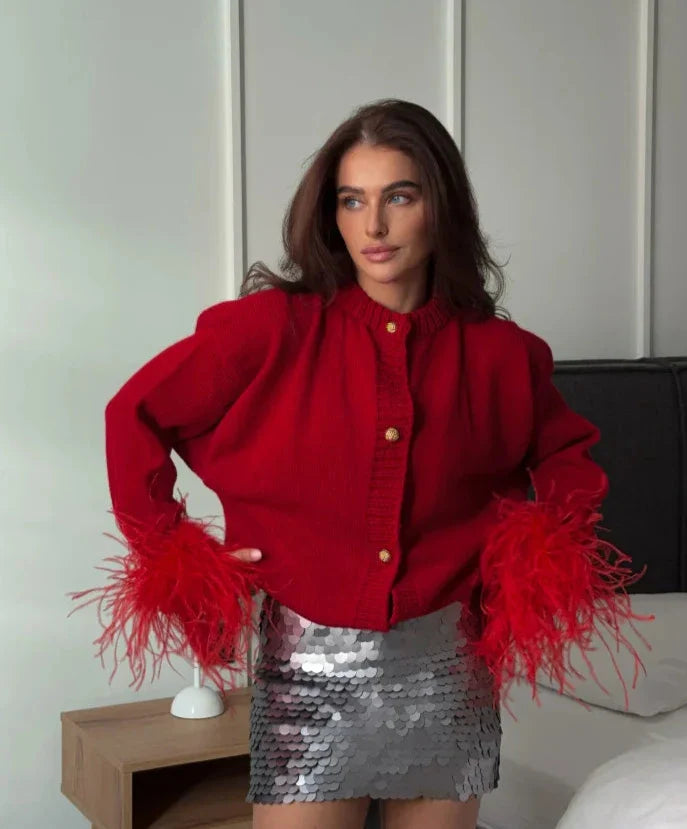 Ayla | Chic Feather Cardigan Women