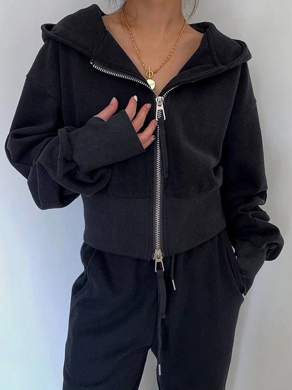 Zip Up Graceful Crop Hoodie Tough Women's Military - inspired