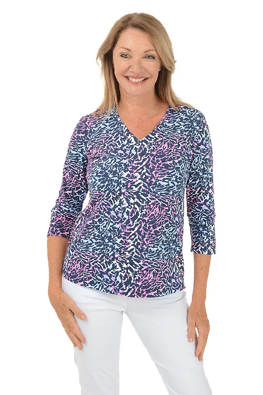 Silver Wild Animal Classic UPF50+ V-Neck Top