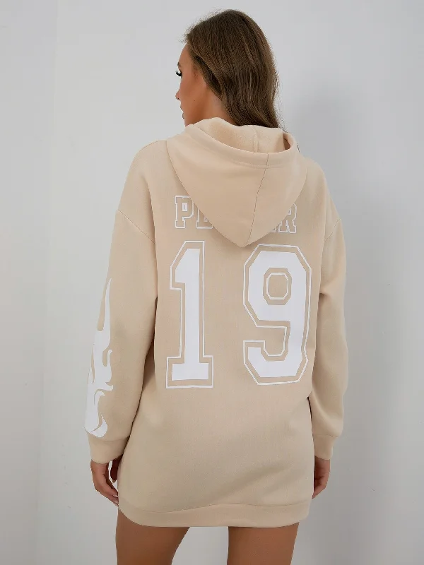 Casual Letter Drawstring Long Sleeve Hooded Long Women Sweatshirt