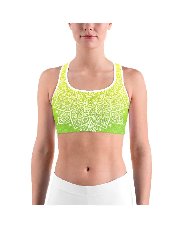 Yellow to Green Mandala Sports bra Tough Women's Military - inspired
