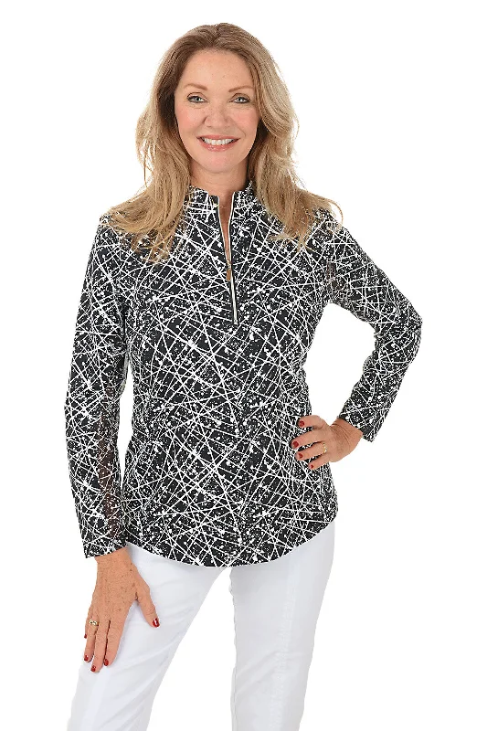 Scribble Splatter Cooling UPF50+ Mock Neck Top Adventure