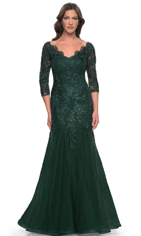 La Femme 30823SC - Quarter Sleeve Sequin Lace Formal Dress