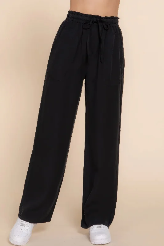 Elastic Waist Tencel Long Pants Compression