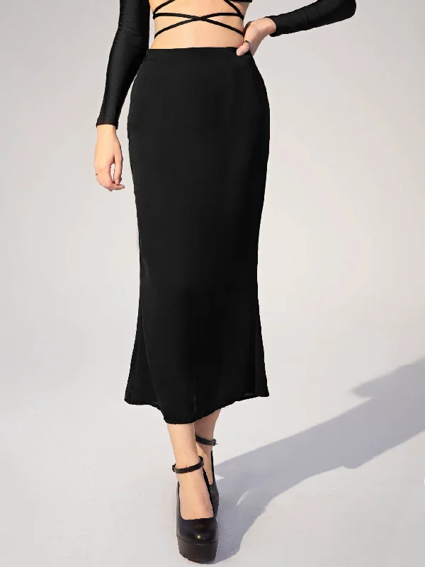 Elegant Plain Zipper High Waist Long Women Skirts Practical Women's Quick - dry