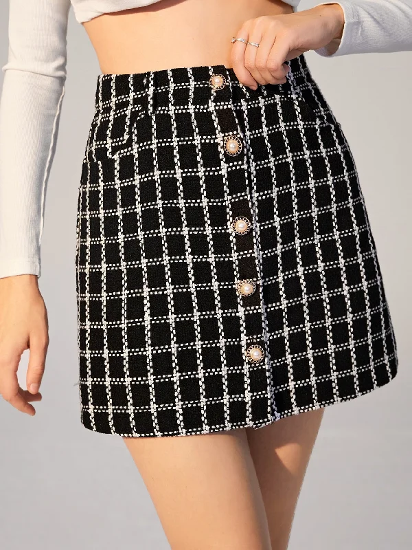 Elegant Plaid Zipper High Waist Mini Women Skirts Modern Women's 