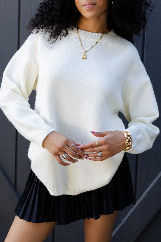 Oversized Knit Crew Neck Sweater Bohemian Women's Free