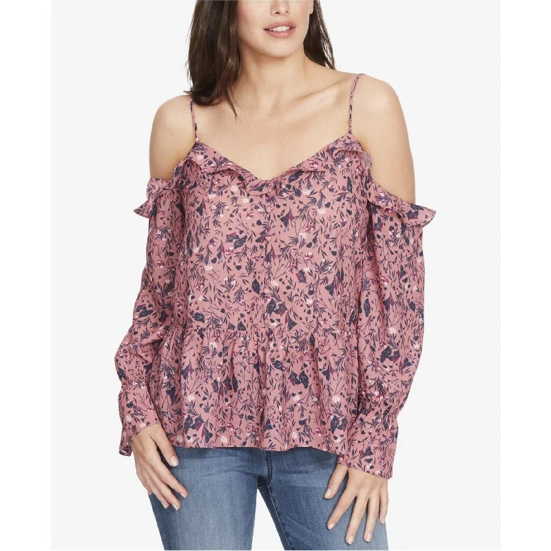 William Rast Womens Floral Cold Shoulder Blouse, Pink, X-Large Bold Women's Animal Print