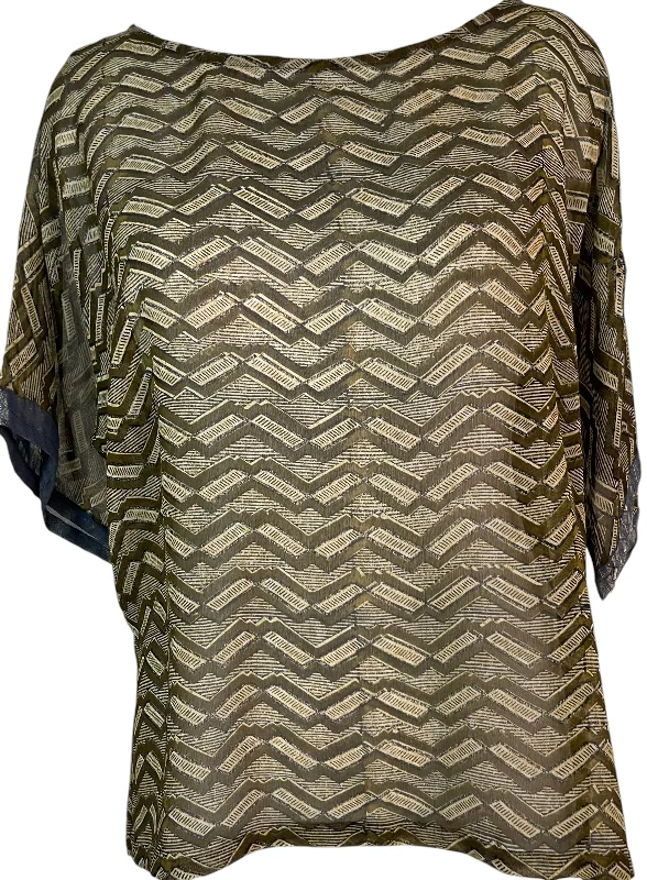 PRG5821 Sheer Avatar Pure Silk Side Slit Top Monochromatic Office Style